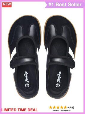 Mary Jane Sneakers Wide Toe Box Flats Lightweight Comfortable Hook & Loop